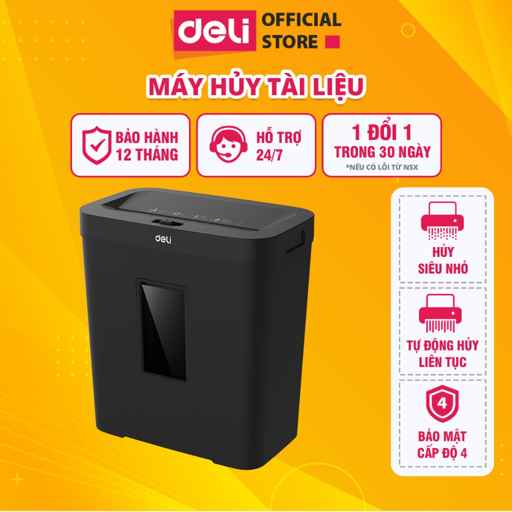 Máy Hủy Tài Liệu Deli ET021 Cao Cấp, Máy Hủy Giấy Tờ Card CD Cho Doanh Nghiệp, Văn Phòng, Nhà Trường Bảo Mật Thông Tin