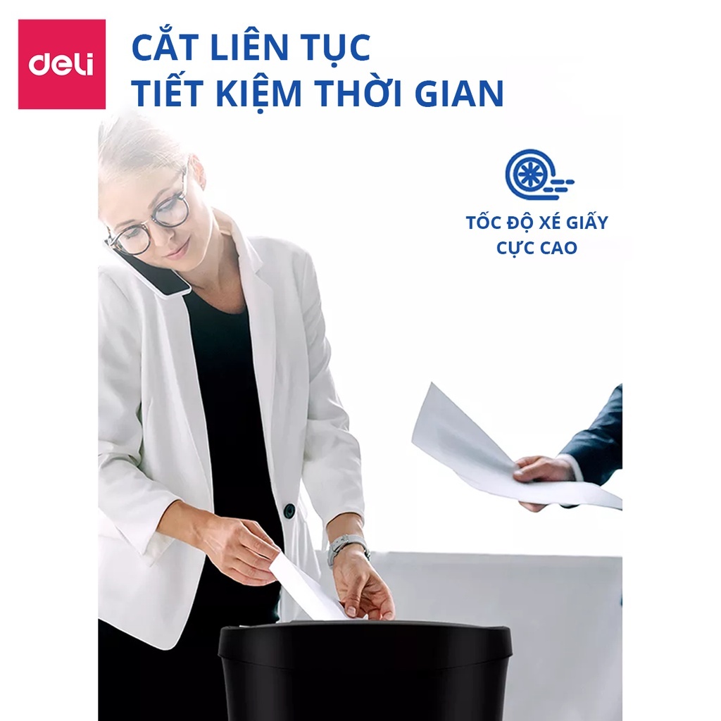 Máy Hủy Tài Liệu Deli ET024 Cao Cấp, Máy Hủy Giấy Tờ Card CD Cho Doanh Nghiệp, Văn Phòng, Nhà Trường Bảo Mật Thông Tin