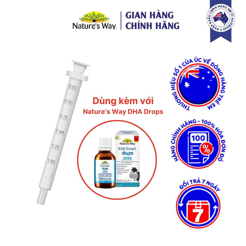 Ống hút chính hãng đi kèm với DHA Nature's Way Drops Chất Liệu Nhựa Y Tế, Không Độc Hại, An Toàn Cho Trẻ