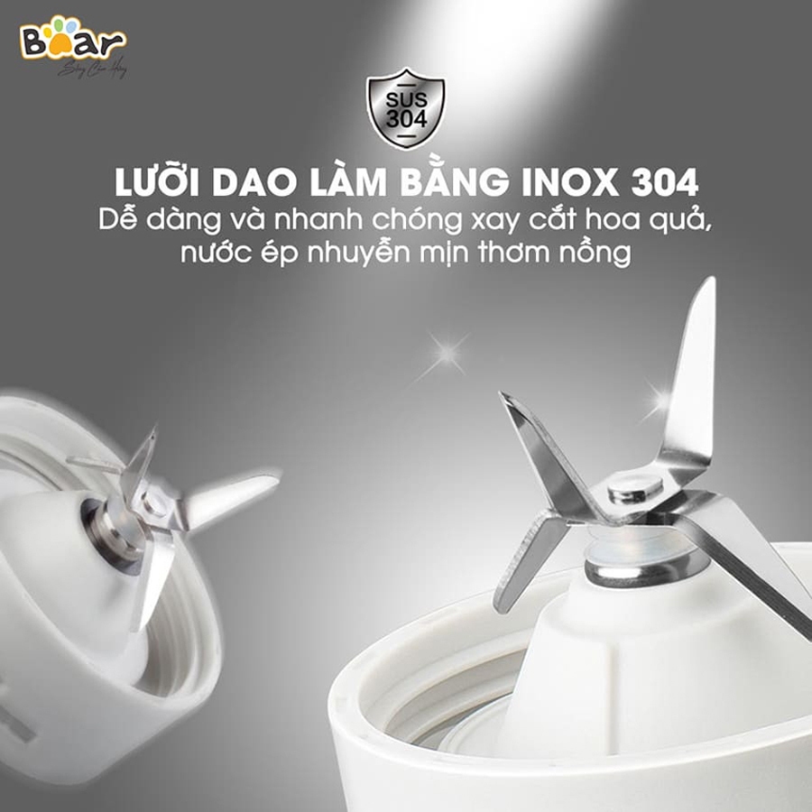 Máy xay sinh tố cầm tay Bear, máy xay hoa quả 2 cối xay công suất lớn – Hàng chính hãng bảo hành 6-18 tháng
