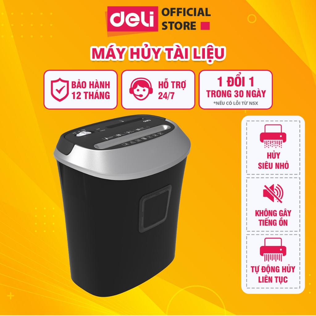 Máy Hủy Tài Liệu Deli E9948 Cao Cấp, Máy Hủy Giấy Tờ Card CD Cho Doanh Nghiệp, Văn Phòng, Nhà Trường Bảo Mật Thông Tin