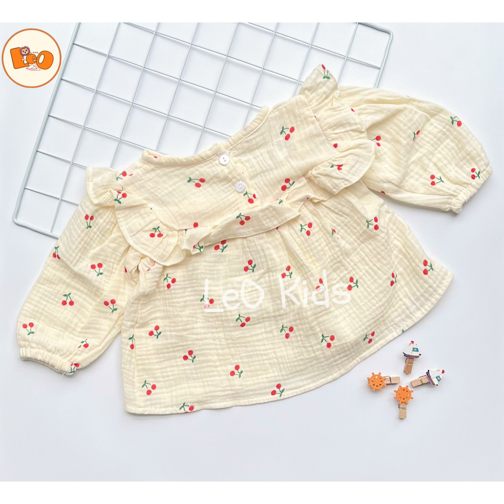 Bộ đồ dài tay cánh tiên cho bé gái vải xô muslin cao cấp mềm mịn