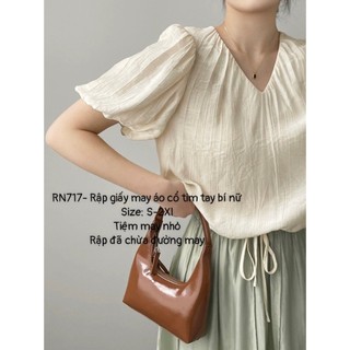 RN717_Rập giấy may áo cổ tim tay bí nữ