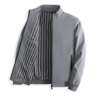 (Vải xịn không nhăn) Áo khoác gió trung niên cổ tàu tay bo gấu giữ ấm tốt họa tiết sọc in chìm trẻ trung