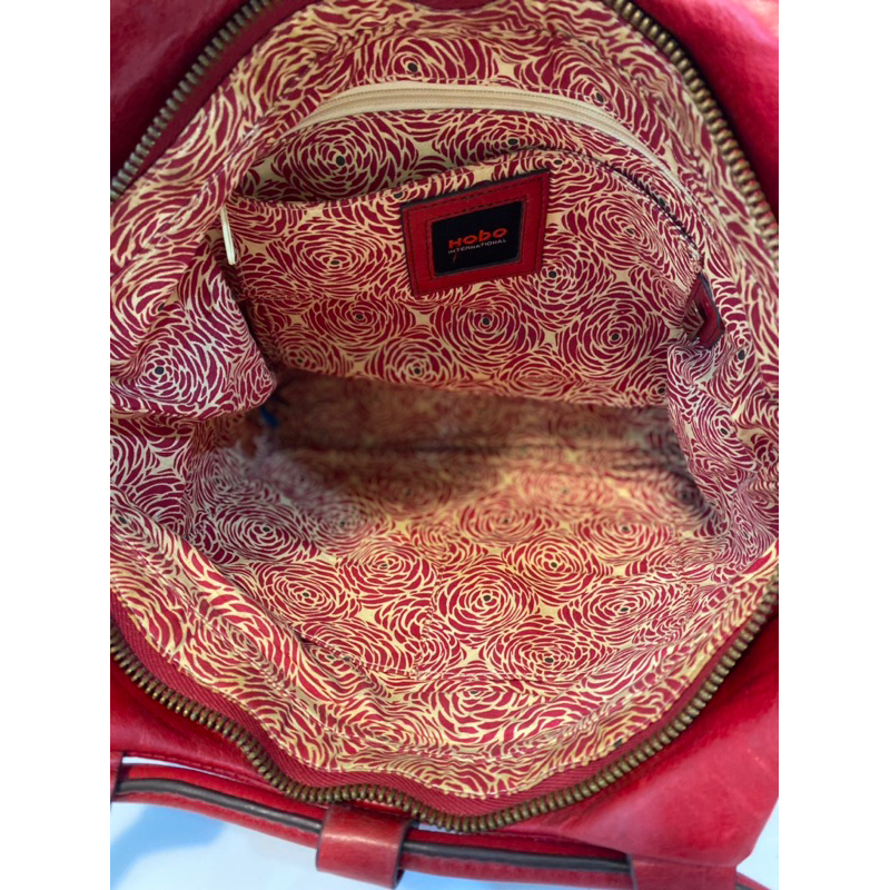 Túi vintage si hiệu Hobo da thật màu đỏ xách tay đeo chéo - secondhand