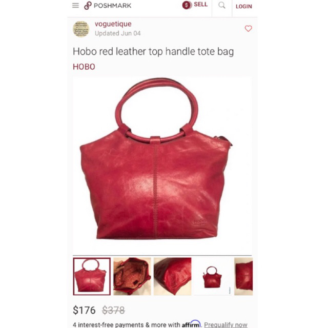 Túi vintage si hiệu Hobo da thật màu đỏ xách tay đeo chéo - secondhand