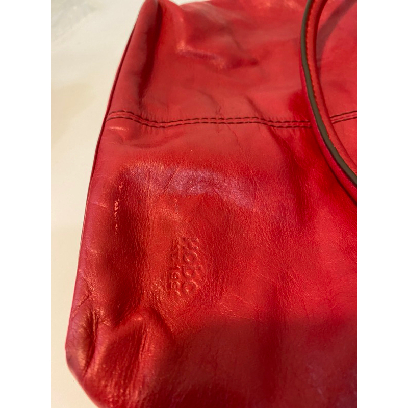 Túi vintage si hiệu Hobo da thật màu đỏ xách tay đeo chéo - secondhand