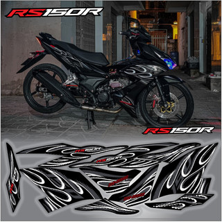Tem xe winner x v2 mẫu tem lửa màu bạc dán xe dàn áo đen