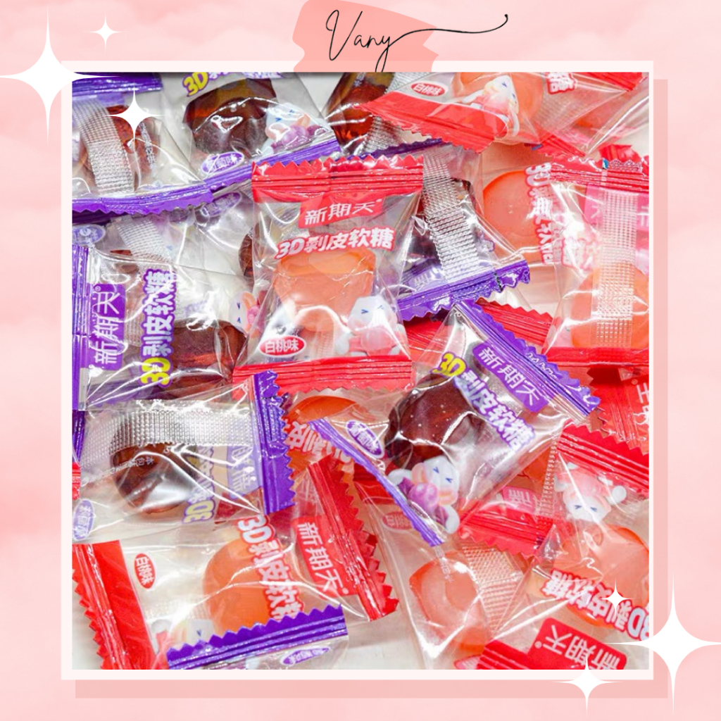 Kẹo Dẻo Trái Cây Bóc Vỏ 3D BOBO 4 Vị Đào Vải Táo Nho 75gr