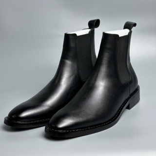 Giày Chelsea Boot Đế Gỗ Da Bò Nappa Nguyên Tấm Cổ Cao, Giày Chelsea Boots Nam Da Thật Viboots Cao Cổ Đế Phíp