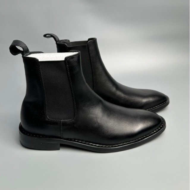 Giày Chelsea Boot Đế Gỗ Da Bò Nappa Nguyên Tấm Cổ Cao, Giày Chelsea Boots Nam Da Thật Viboots Cao Cổ Đế Phíp