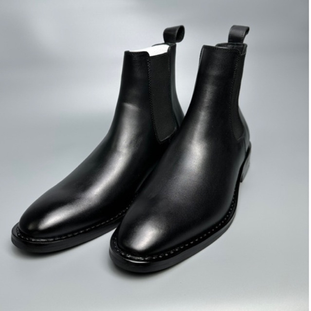 Giày Chelsea Boot Đế Gỗ Da Bò Nappa Nguyên Tấm Cổ Cao, Giày Chelsea Boots Nam Da Thật Viboots Cao Cổ Đế Phíp