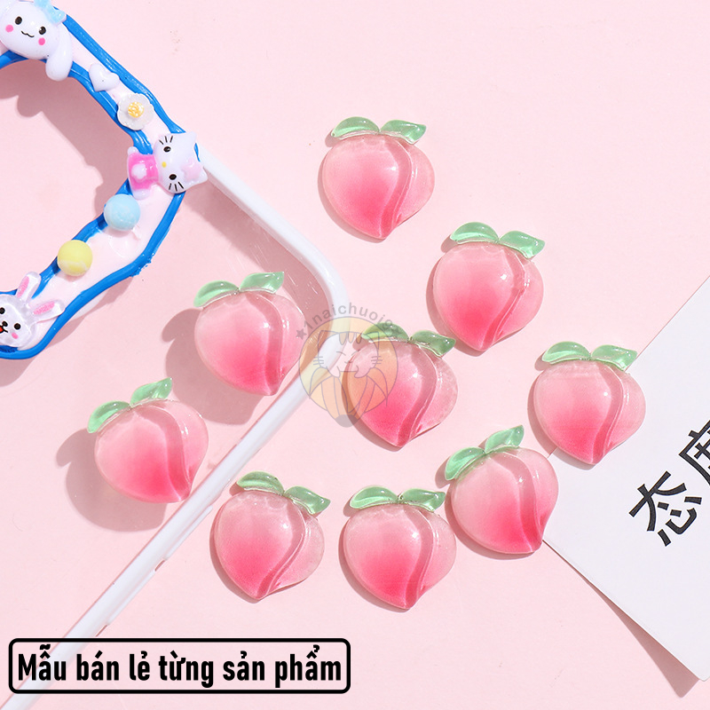 Charm lát cắt quả đào tiên trang trí kẹp tóc, keycap, toploader, DIY