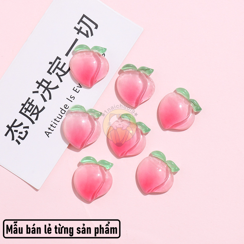 Charm lát cắt quả đào tiên trang trí kẹp tóc, keycap, toploader, DIY
