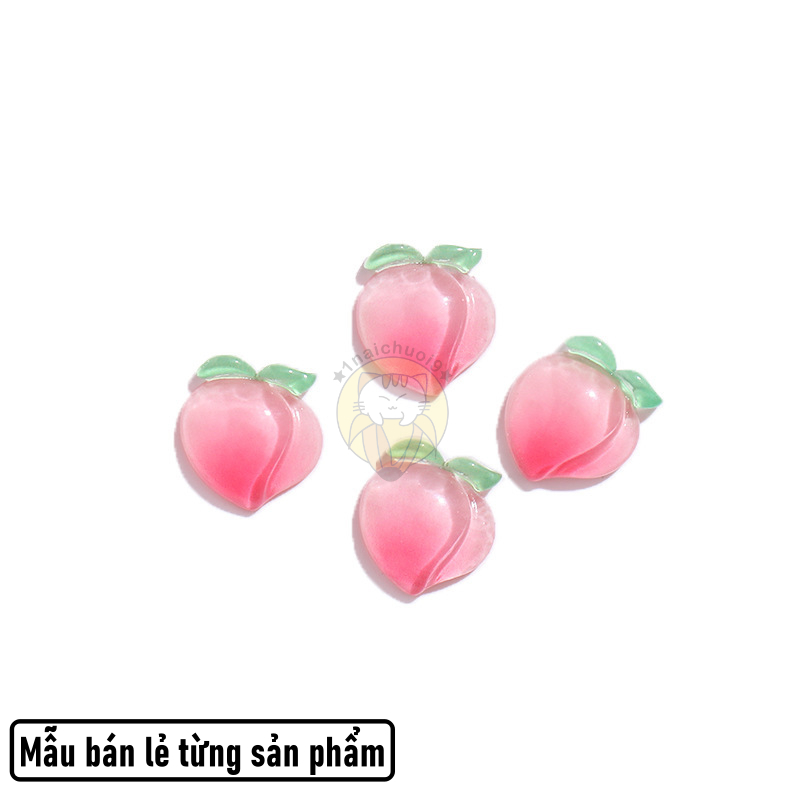 Charm lát cắt quả đào tiên trang trí kẹp tóc, keycap, toploader, DIY