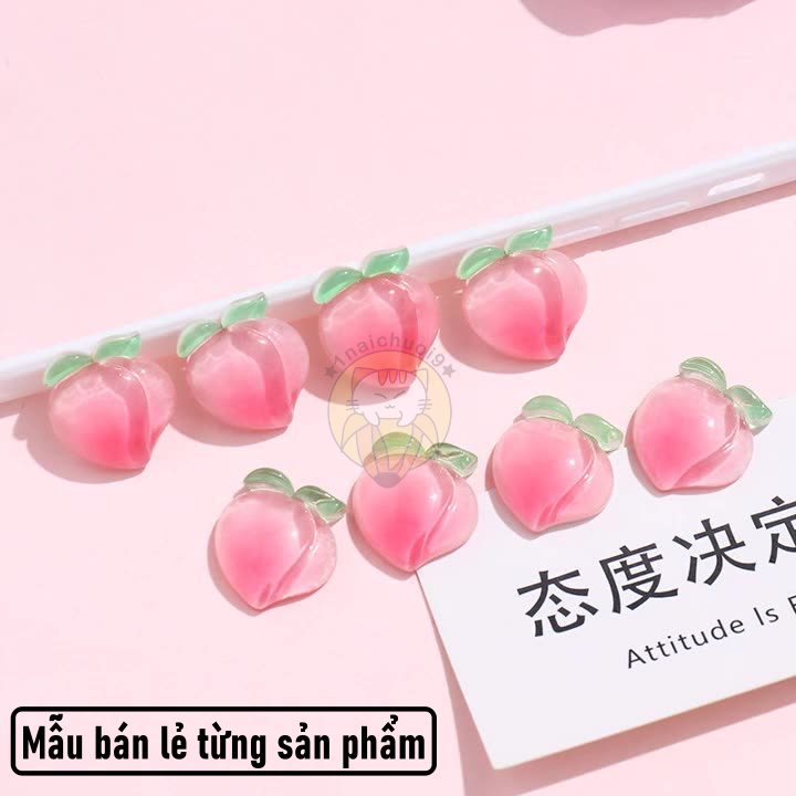Charm lát cắt quả đào tiên trang trí kẹp tóc, keycap, toploader, DIY