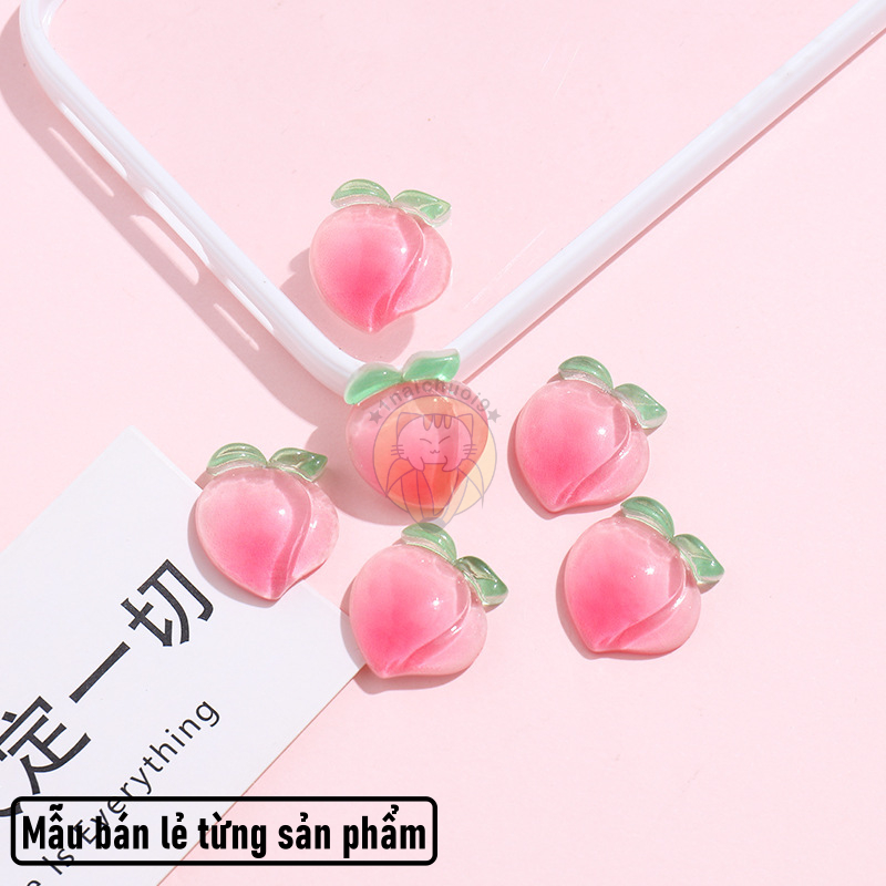 Charm lát cắt quả đào tiên trang trí kẹp tóc, keycap, toploader, DIY