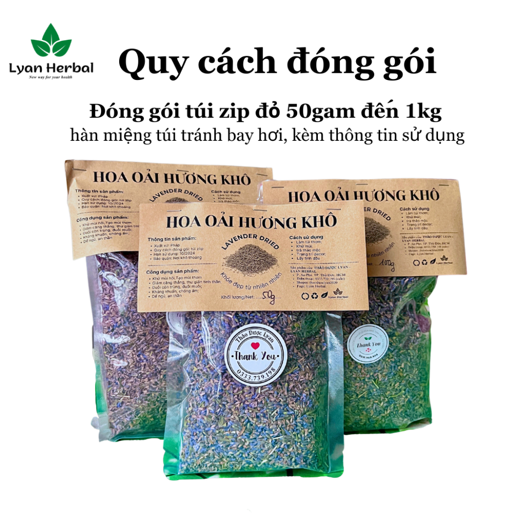 Lavender khô  hoa oải hương khô nụ làm túi thơm lavender, khử mùi đuổi muỗi, trà thảo mộc lavender