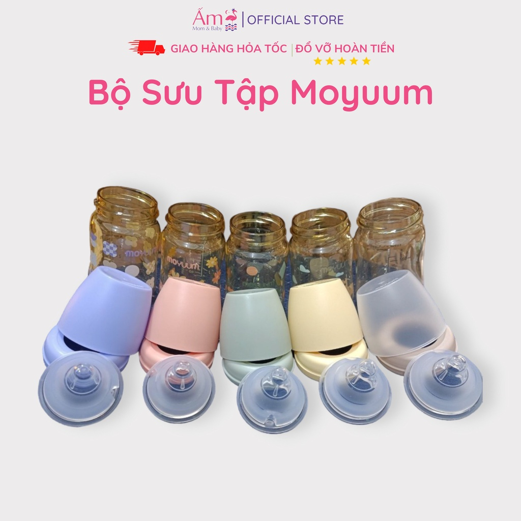 Bình Sữa Moyuum Nội Địa Hàn Quốc 170ml/270ml Nhập Khẩu Chính Hãng PP bởi Ấm Baby Chọn Núm Cho Bé
