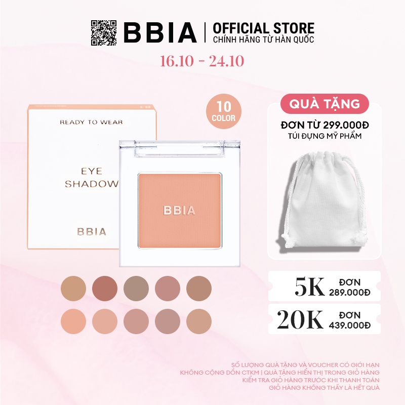 Phấn mắt Bbia Ready To Wear Eye Shadow (10 màu) 3g - Bbia Official Store
