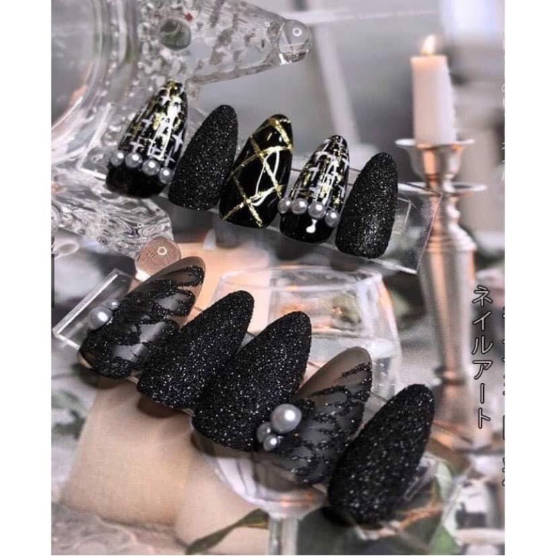 Nhũ rắc kim cương siêu mịn tinh thể màu trắng đen làm móng HN NAIL NEW