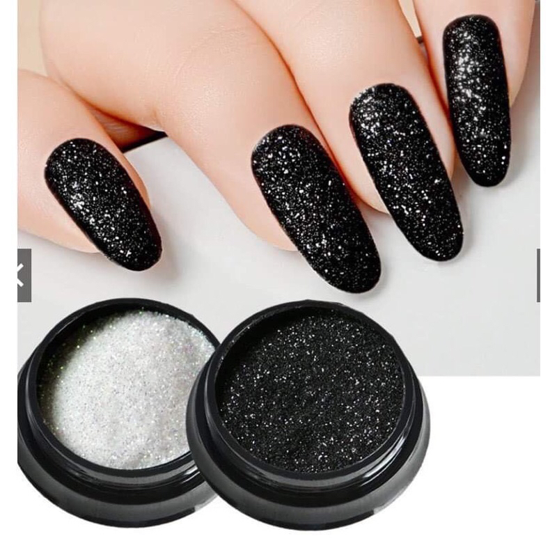 Nhũ rắc kim cương siêu mịn tinh thể màu trắng đen làm móng HN NAIL NEW