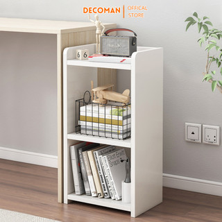 Giá sách gỗ để sàn có bánh xe lăn dễ dàng di chuyển DECOMAN Kệ 2 tầng để đồ và sách vở lưu trữ tiện dụng - D46