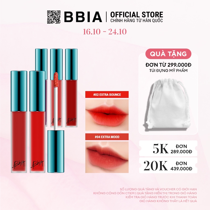 Son Kem Lì Bbia Last Velvet Lip Tint Version 1 (5 màu) 5g Bbia Official Store