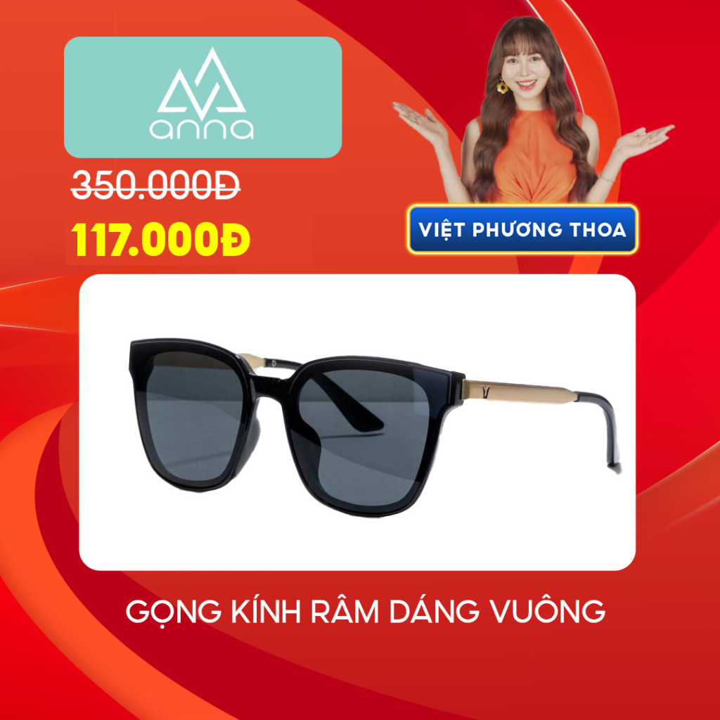 Gọng kính râm mát nam nữ thời trang ANNA dáng vuông gọng nhựa mắt râm chống tia UV 6035