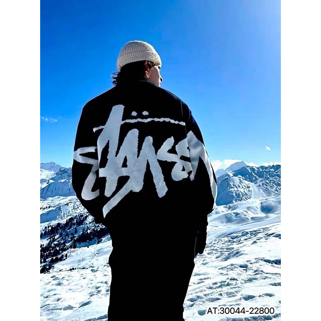 Áo sweater len Stussy cổ tròn lông from rộng dành cho nam nữ