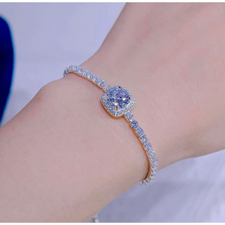 Lắc tay rút dây mặt đá bạc ý 925 cao cấp