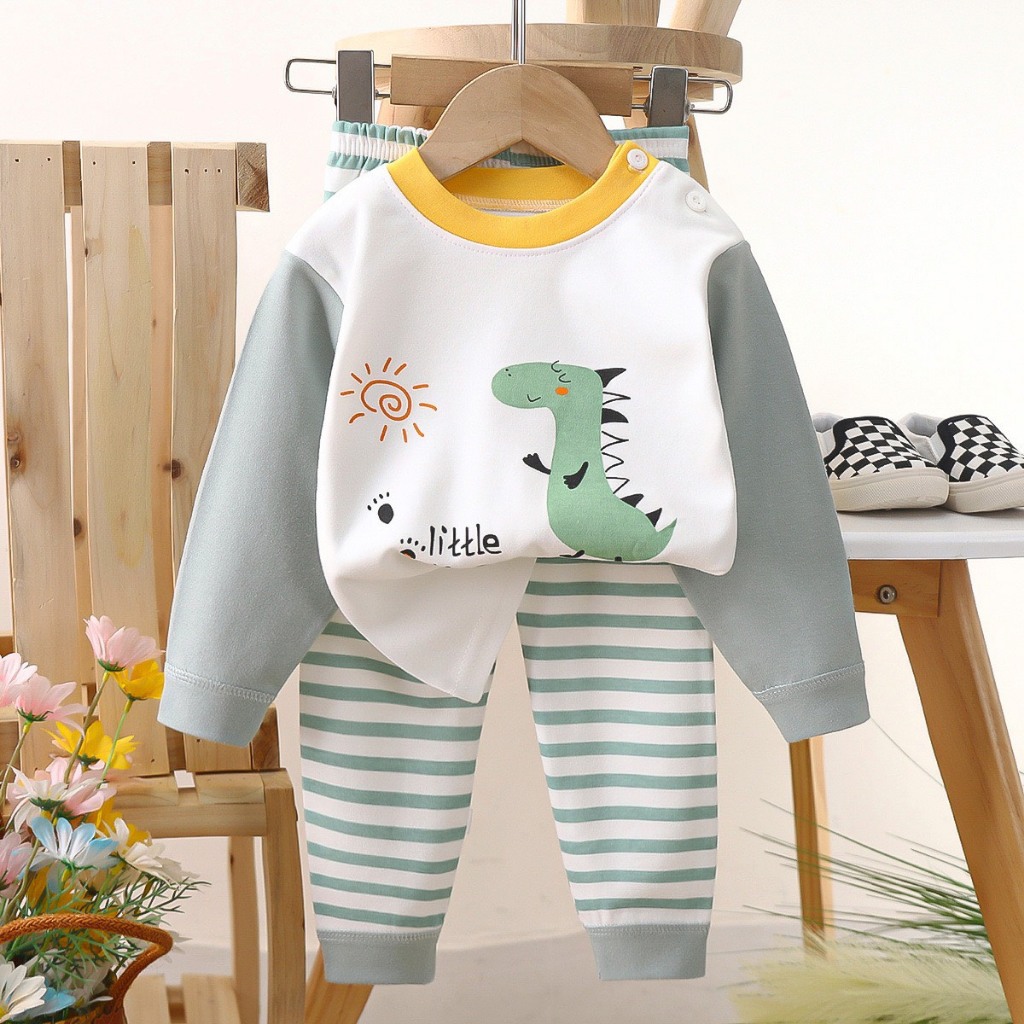 Bộ Cotton Thu Đông Dài Tay Bé Trai Chất Vải Dày Dặn Hàng QCCC Size 2 - 8 Tuổi