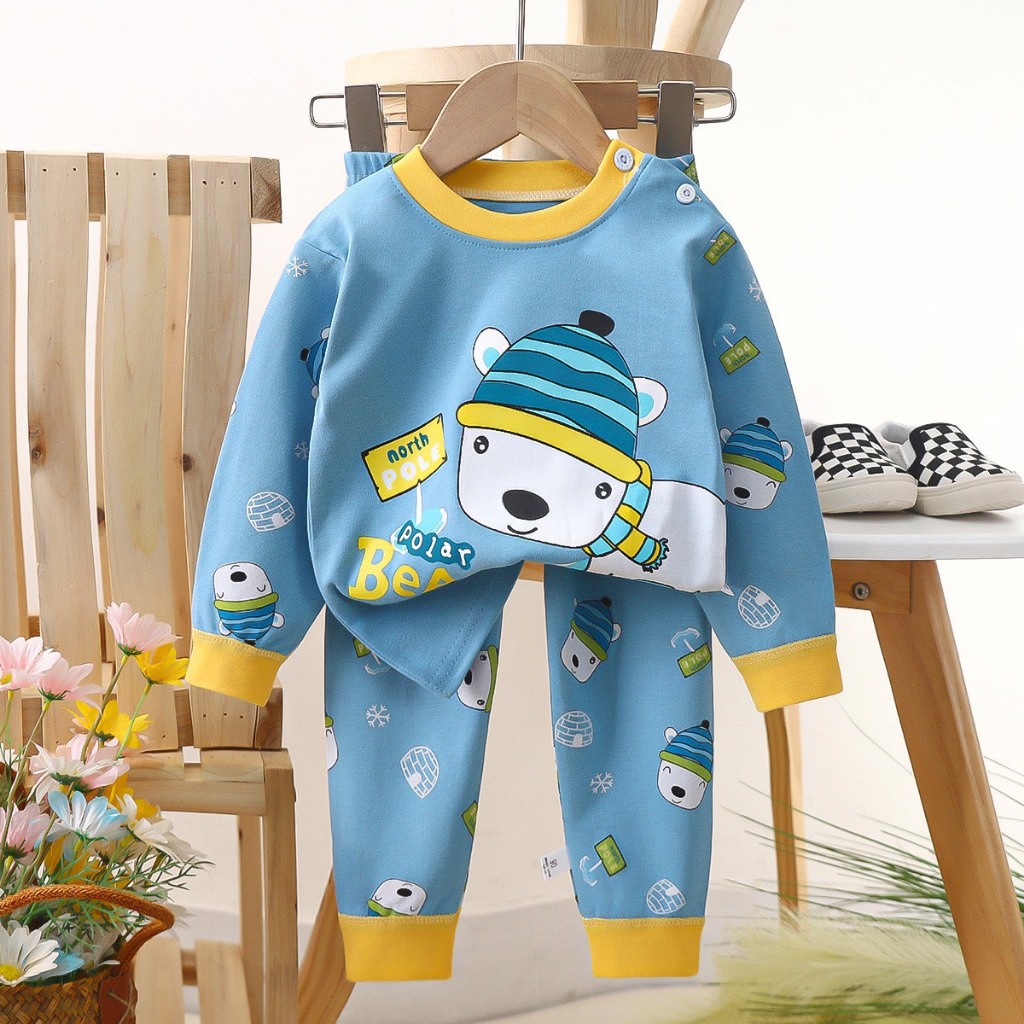 Bộ Cotton Thu Đông Dài Tay Bé Trai Chất Vải Dày Dặn Hàng QCCC Size 2 - 8 Tuổi