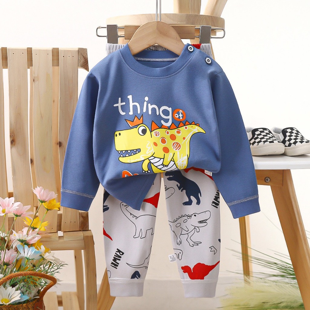 Bộ Cotton Thu Đông Dài Tay Bé Trai Chất Vải Dày Dặn Hàng QCCC Size 2 - 8 Tuổi