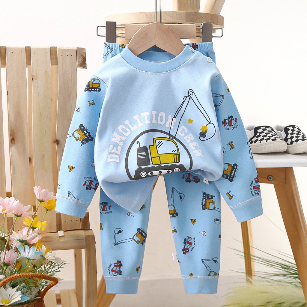 Bộ Cotton Thu Đông Dài Tay Bé Trai Chất Vải Dày Dặn Hàng QCCC Size 2 - 8 Tuổi