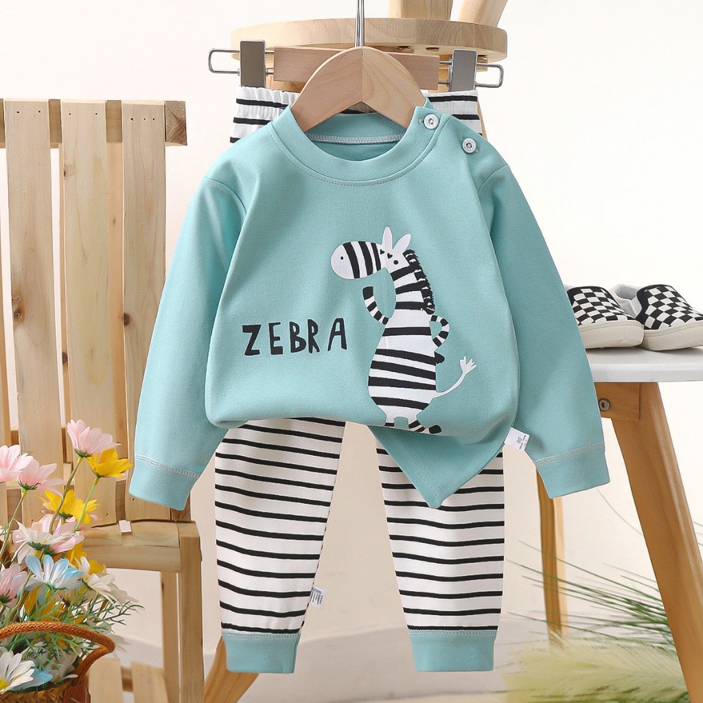 Bộ Cotton Thu Đông Dài Tay Bé Trai Chất Vải Dày Dặn Hàng QCCC Size 2 - 8 Tuổi
