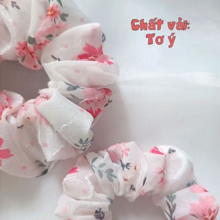 Dây buộc tóc Srcunchies Cột tóc vải tơ hoa nhí
