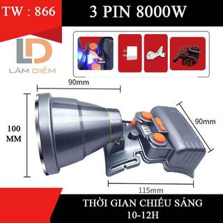 Đèn pin đội đầu pin lâu 10-12h siêu sáng công suất lớn 3 chế độ tw 867 - tw 866