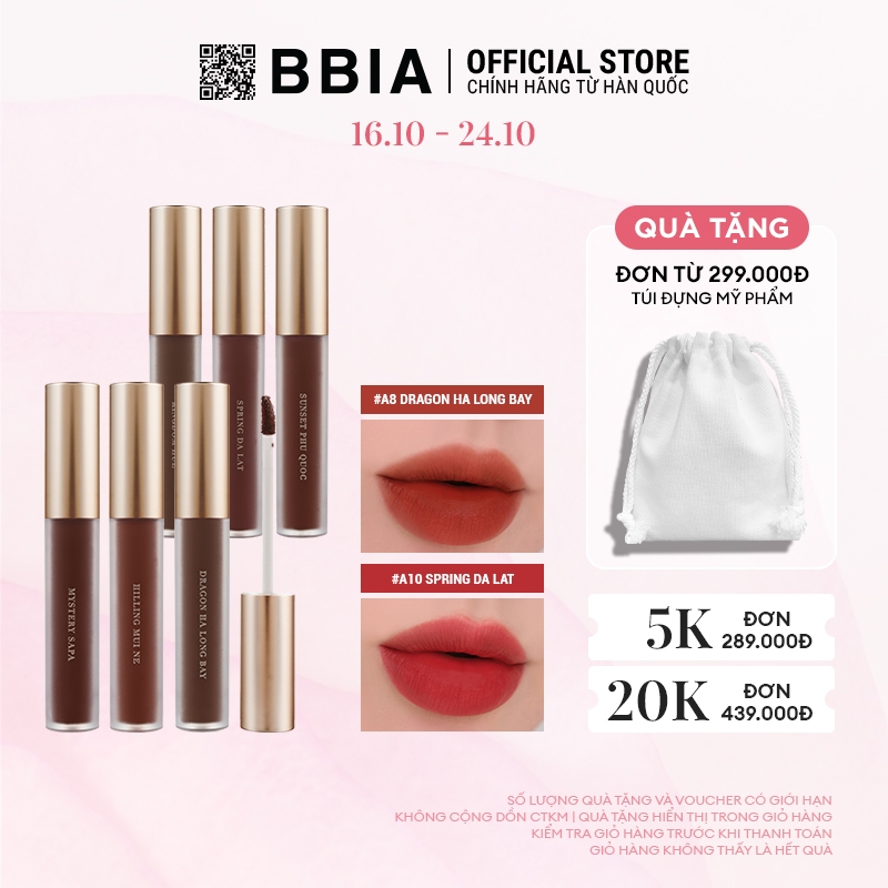 Son Kem Lì Bbia Last Velvet Lip Tint ASIA EDITION Version 2  5g Bbia Official Store