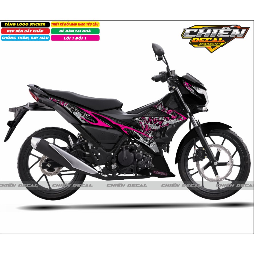 Tem rời xe satria - raider F150 mẫu chế con rồng Dragon 2 màu đỏ - hồng