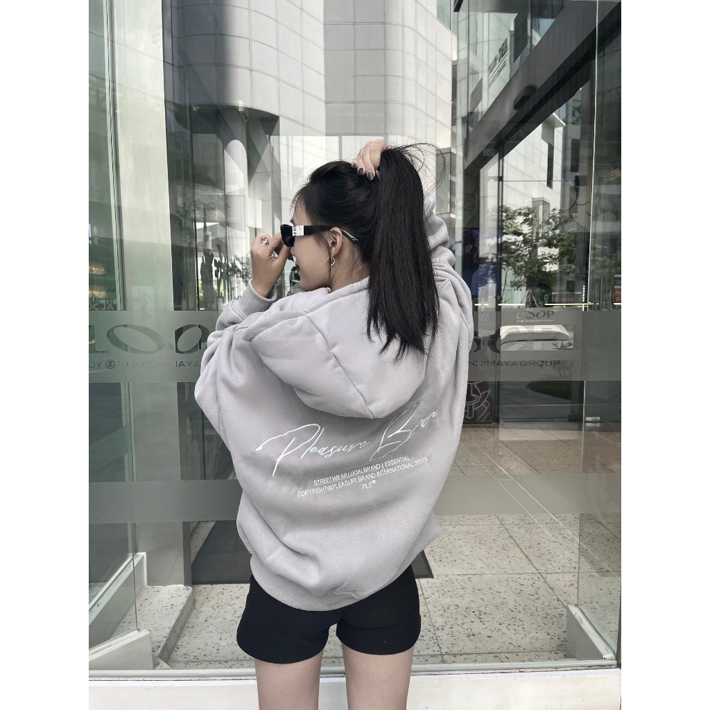 Áo hoodie PLEASURE Signature/ver 03 form rộng mũ 2 lớp tay phồng chất nỉ bông 100%cotton premium