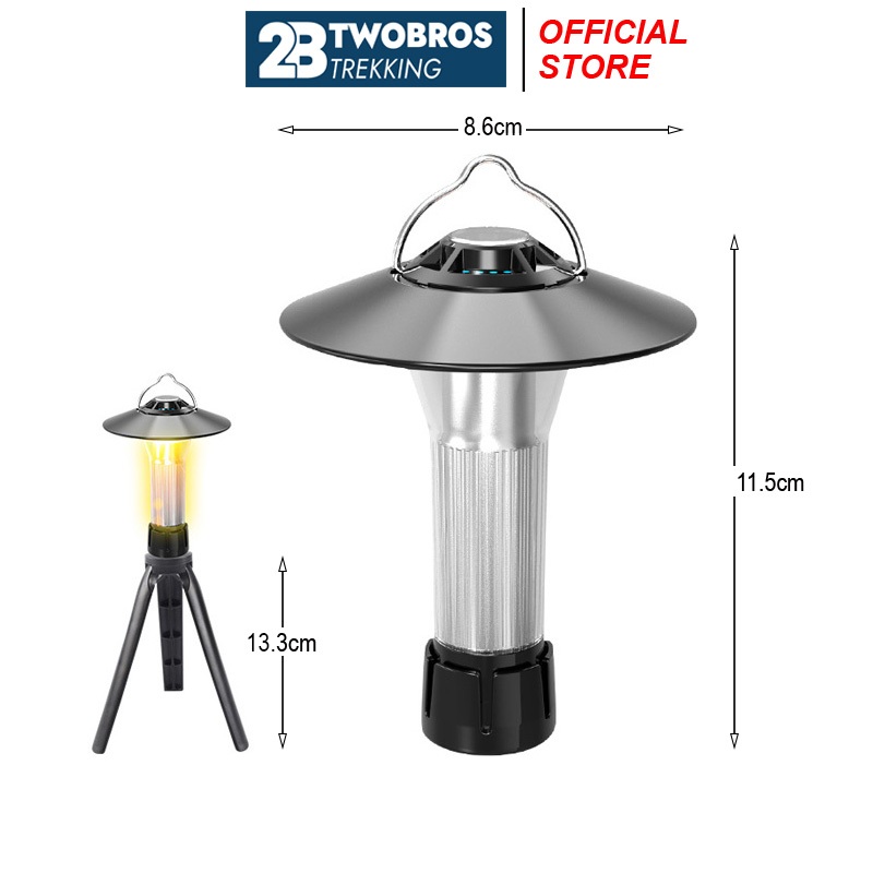 Đèn Camping Led Mini 3 Chế Độ Kèm Sạc USB tiện dụng mang theo mỗi chuyến du Lịch, cắm trại - chính hãng TWOBROS