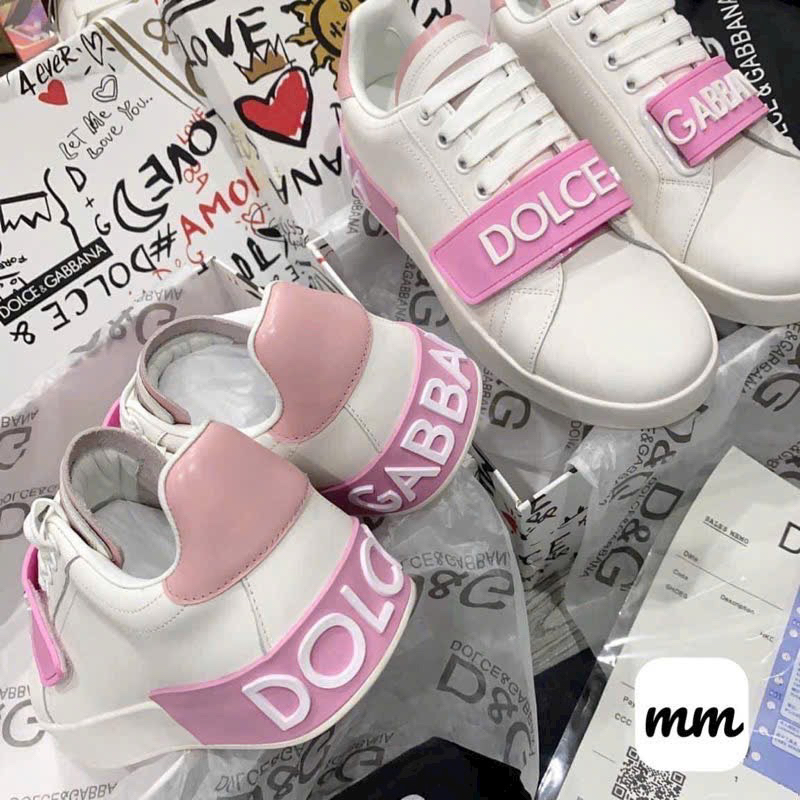 Giày thể thao nữ DG quai dán viền chữ hồng- Hàng QC fullbox