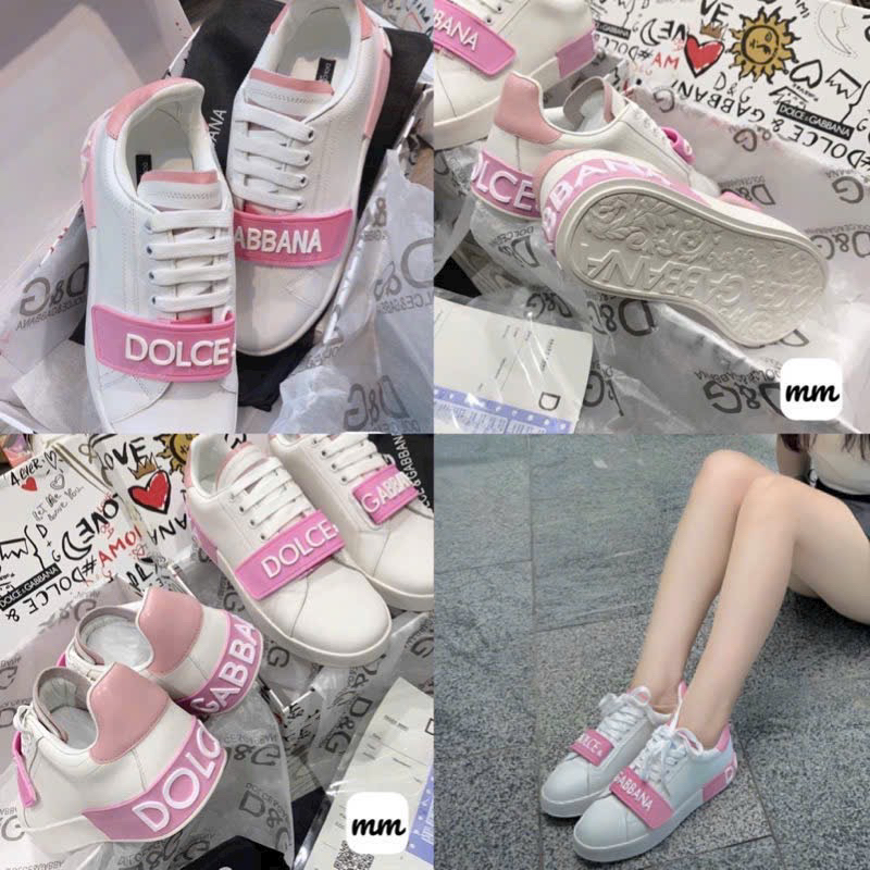 Giày thể thao nữ DG quai dán viền chữ hồng- Hàng QC fullbox