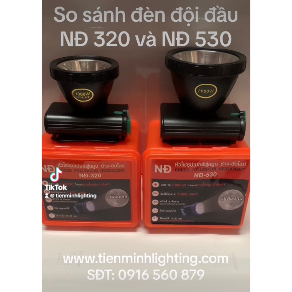 Đèn đội đầu NĐ-320, công suất 1000W, gắn chip led T6 siêu sáng
