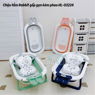Chậu tắm gấp gọn kèm phao HOLLA  có nhiệt kế , thau tắm cho bé gập gọn kèm phao holla