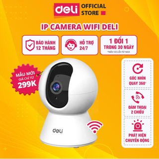 Camera WIFI IP DELI ES105 Trong Nhà Xoay 360 Độ Full HD 1080P - Giám Sát An Ninh - Đàm Thoại 2 Chiều - Lưu Trữ Đám Mây
