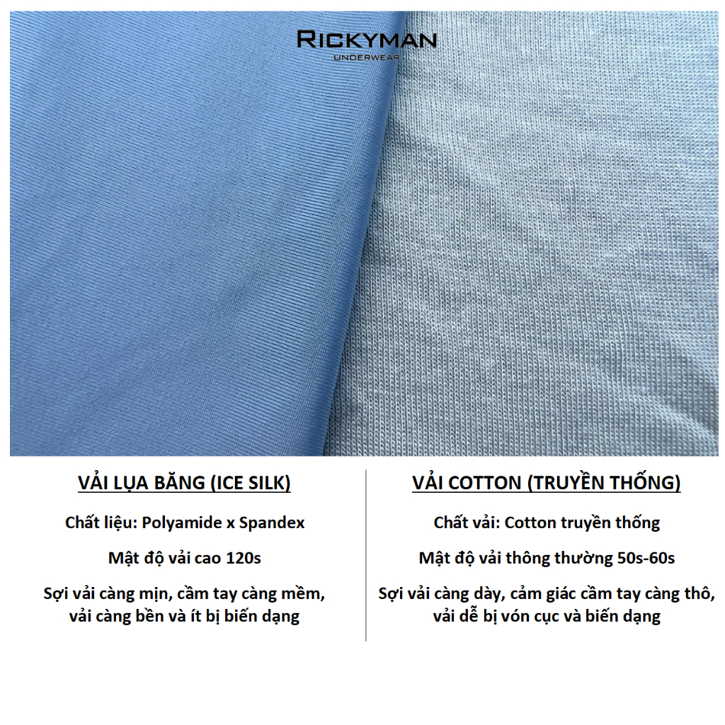 Combo 4 Quần lót boxer nam lụa băng cao cấp Rickyman Ice Sense Boxer, kháng khuẩn, khử mùi, thoải mái 24h