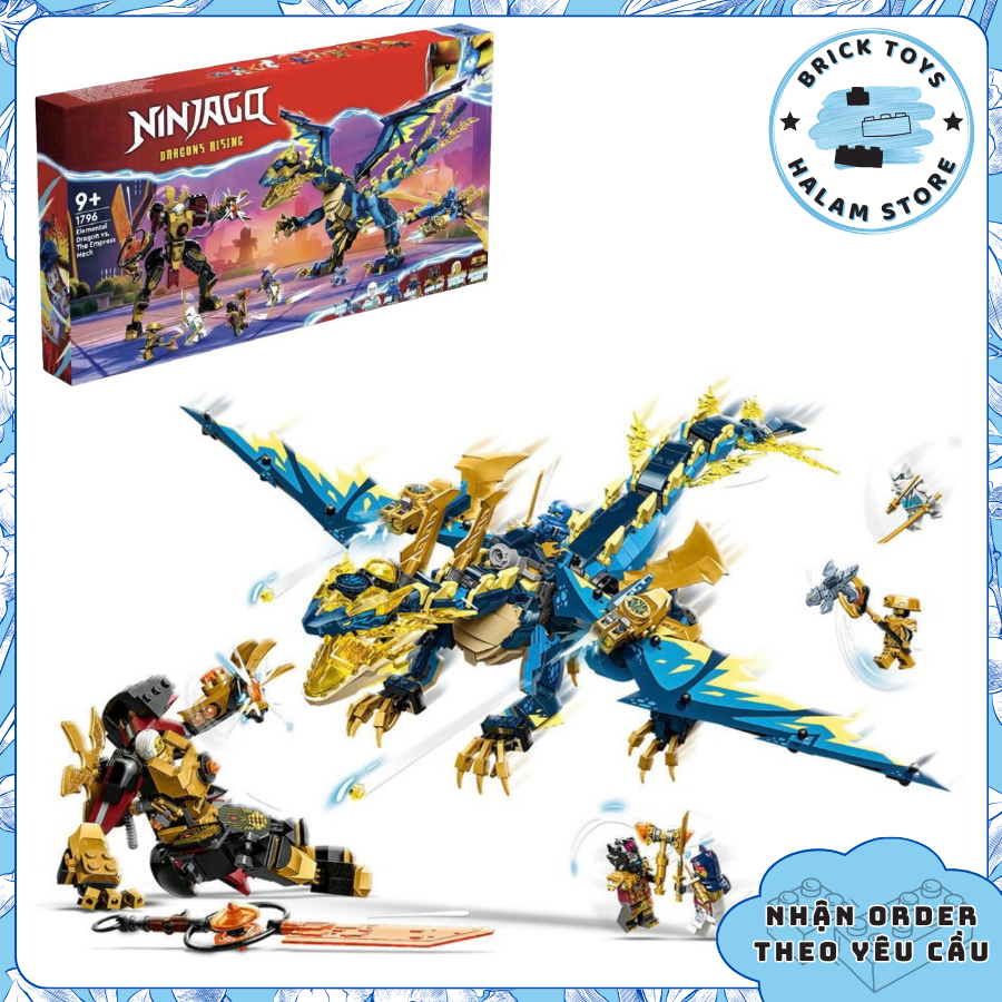 Đồ chơi lắp ráp Ninjago Dragons Rising 1796 88086 71796 - Mô hình lắp ghép Ninja City Rồng sét vs Empress Mech