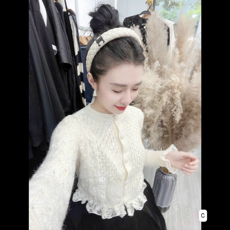 Áo len gạo tay dài viền bèo